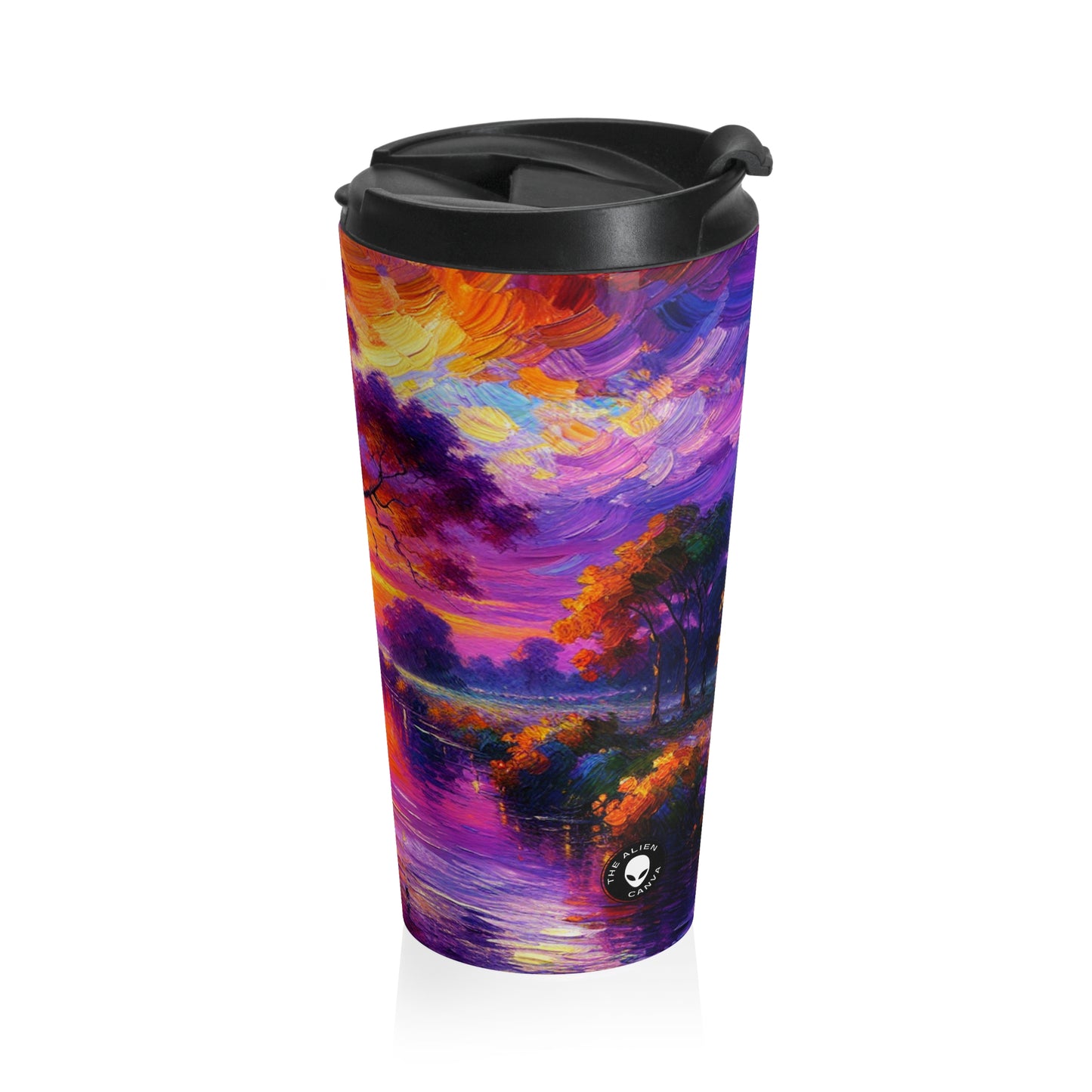 "Boulevards of Illumination: A Vibrant Post-Impressionist Cityscape" - The Alien Stainless Steel Travel Mug Post-Impressionism