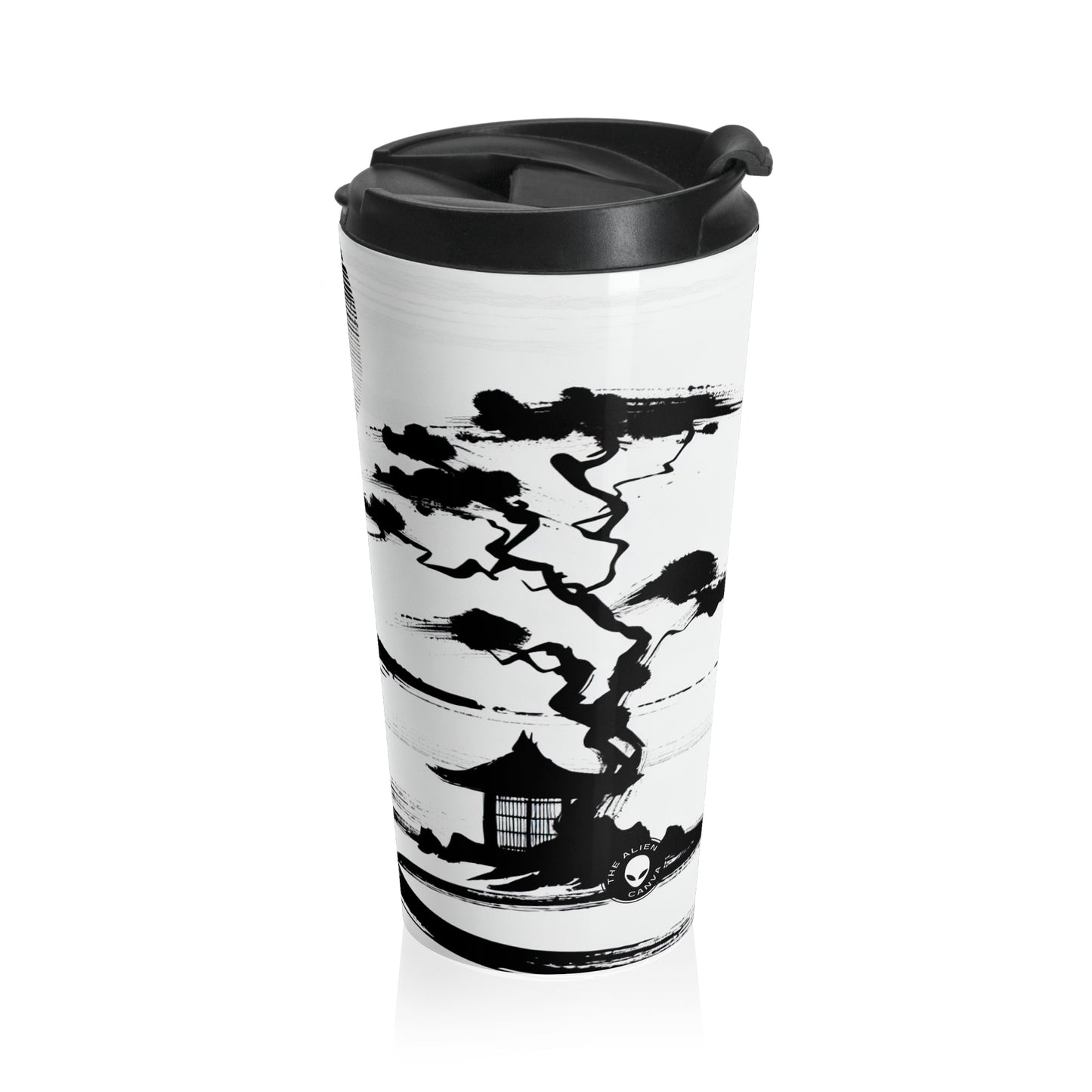 "Harmony of Wind and Water: A Zen Ink Painting" - The Alien Stainless Steel Travel Mug Zen Ink Painting