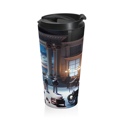 Title: "Ocean Symphony: A Photorealistic Ode to the Crashing Waves" - The Alien Stainless Steel Travel Mug Photorealism