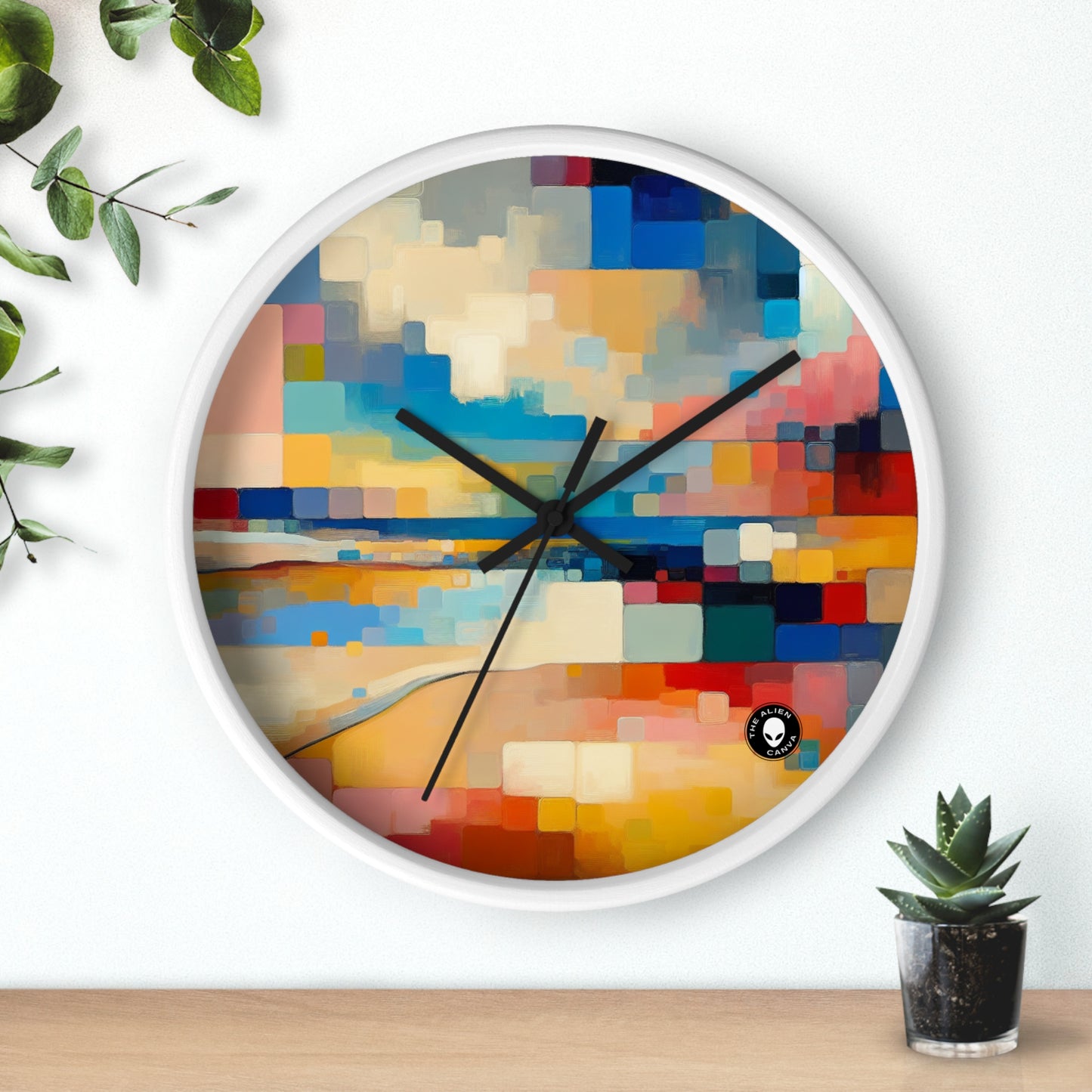 "Sunset Serenity: Pintura de campo de color pastel suave" - ​​La pintura de campo de color del reloj de pared alienígena