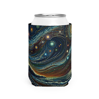 "Starry Dots: A Celestial Mosaic" - The Alien Can Cooler Sleeve Pointillism