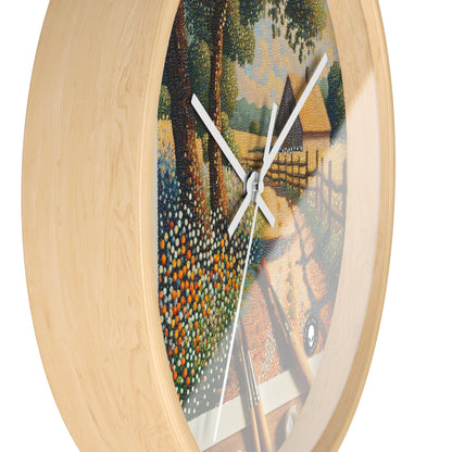 "Autumn Bliss: Pointillism Forest" - The Alien Wall Clock Pointillism