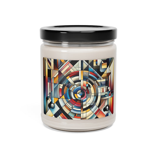 "Lumières de la ville : tombée de la nuit géométrique" - La bougie de soja parfumée Alien 9oz Abstraction géométrique