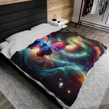 "Galactic Butterfly: A Cosmic Spectacle" - The Alien Velveteen Plush Blanket