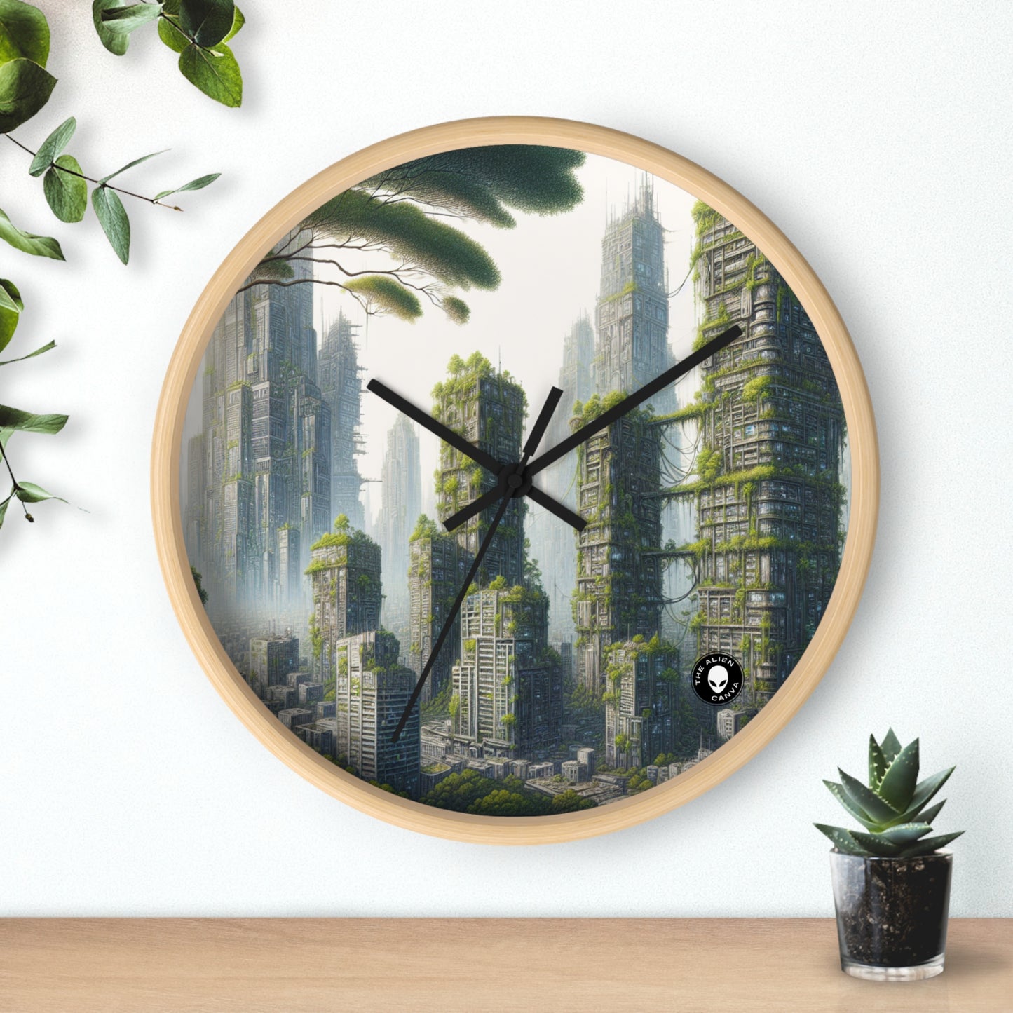 "Nature's Resurgence: The Urban Jungle" - The Alien Wall Clock