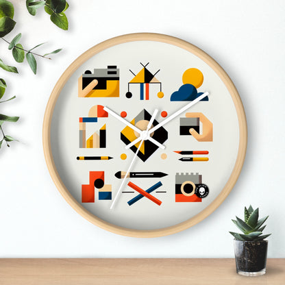 "Geometría tranquila: arte paisajístico minimalista" - El reloj de pared alienígena Arte minimalista