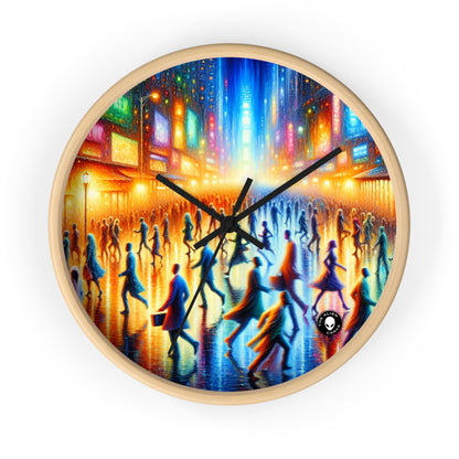 "Neon Nightscapes: A Symphony of City Chaos" - The Alien Wall Clock