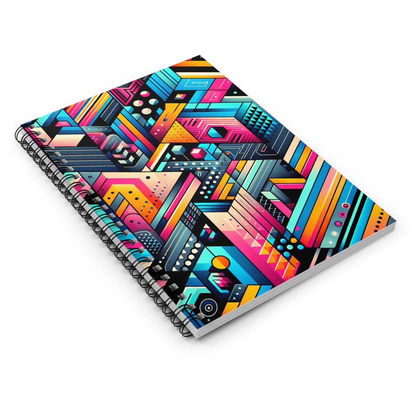Neon Geometry - The Alien Spiral Notebook (Ruled Line) Digital Art Style