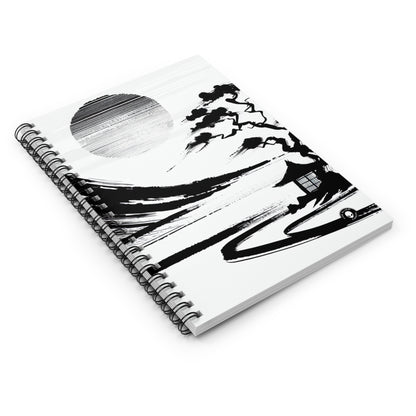 "Armonía del viento y el agua: una pintura con tinta zen" - El cuaderno de espiral alienígena (línea rayada) Pintura con tinta zen