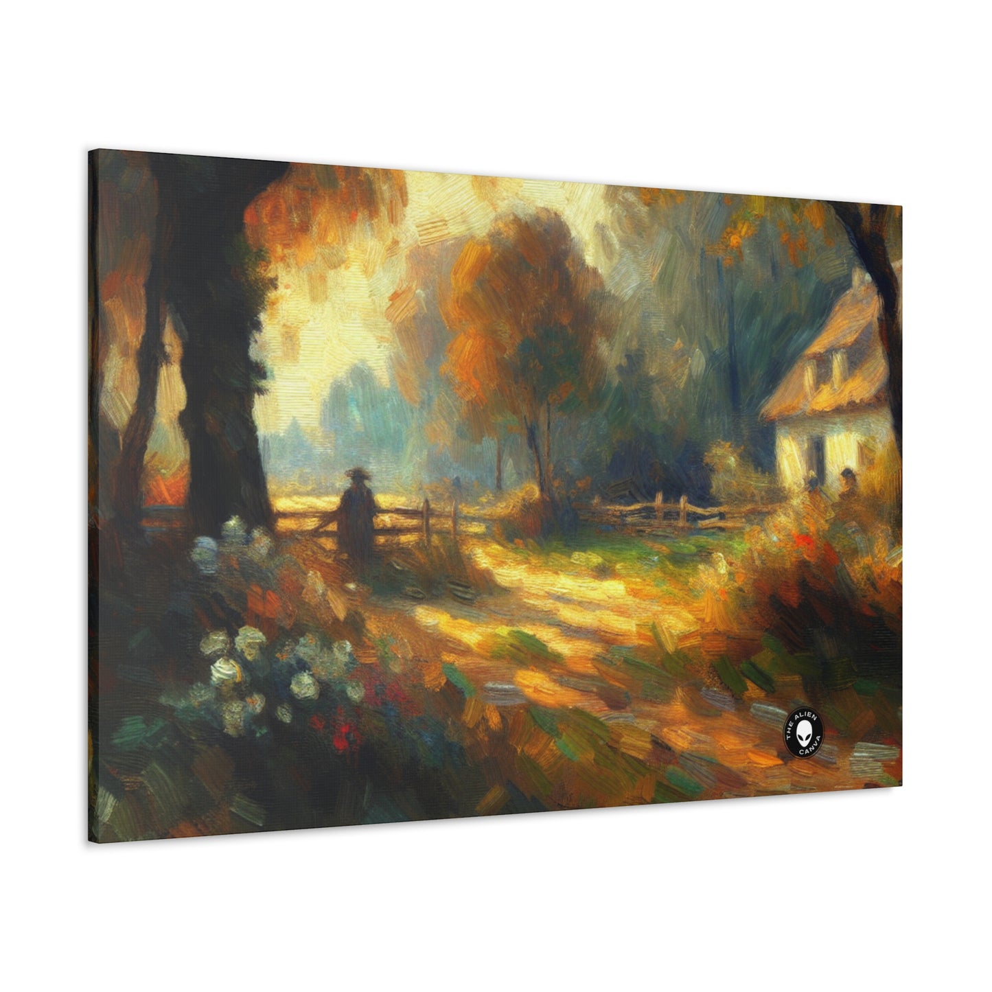 "Sunset Serenity: Impressionist Garden Painting" - The Alien Canva Impressionism