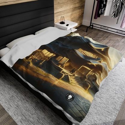 "Golden Hour Bliss: Photographic Realism Landscape" - The Alien Velveteen Plush Blanket Photographic Realism