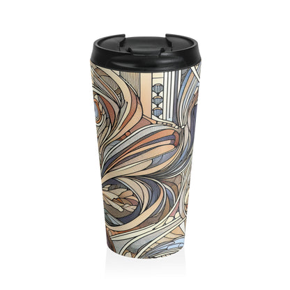 "Nature's Muse: Art Nouveau Woman" - The Alien Stainless Steel Travel Mug Art Nouveau