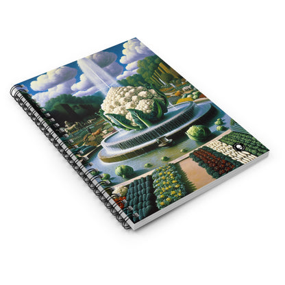 "The Vegetable Fountain: A Cauliflower Conglomerate" - The Alien Spiral Notebook (Ruled Line) Surrealism