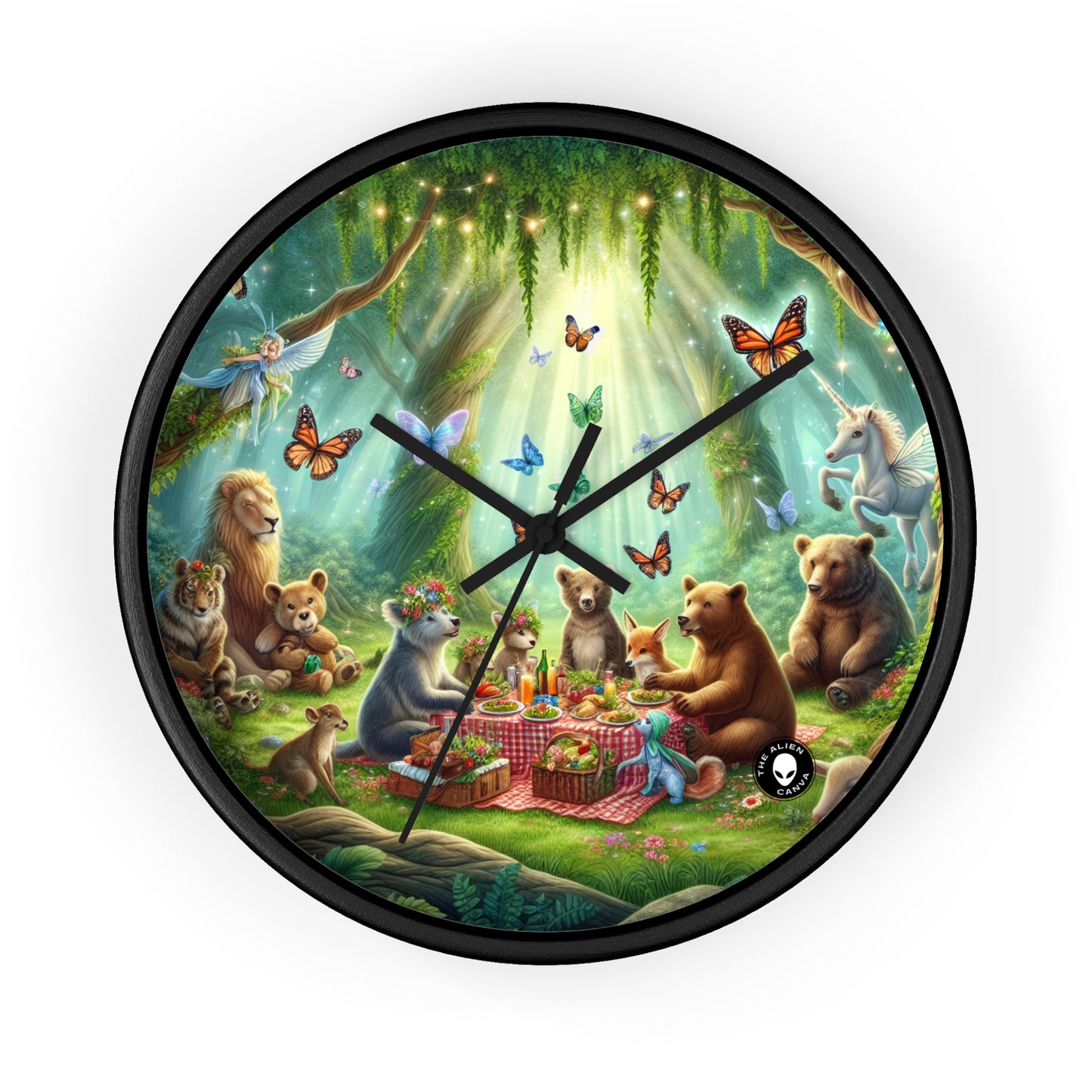 "Pique-nique dans la forêt enchantée" - L'horloge murale extraterrestre