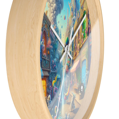 "Whimsical Wonders: A Vibrant Street Scene" - The Alien Wall Clock