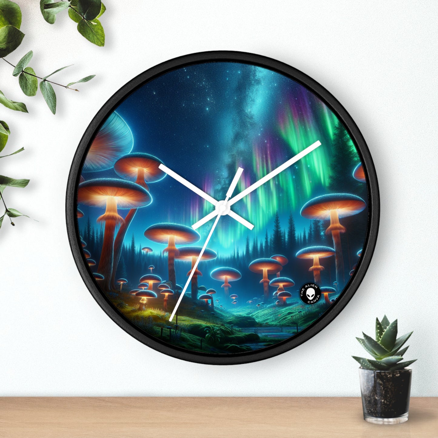 "Forêt de champignons enchantée" - L'horloge murale extraterrestre