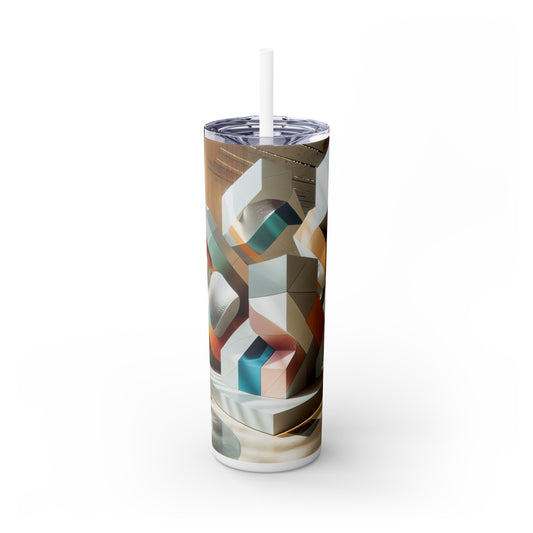 "Reflecting Identity: A Distorted Perspective" - The Alien Maars® Skinny Tumbler with Straw 20oz Installation Art