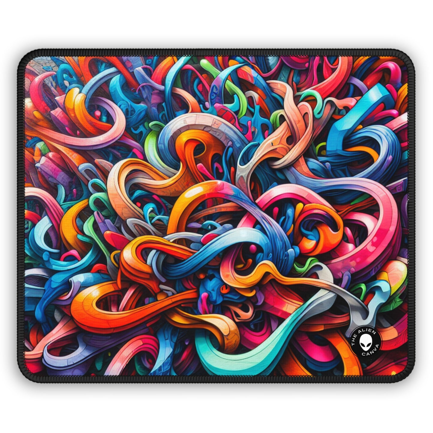 "Urban Vibe: A Graffiti Cityscape" - The Alien Gaming Mouse Pad Graffiti Art