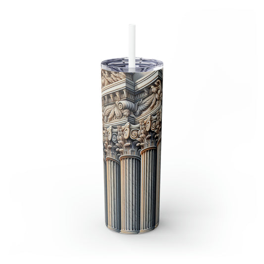 "3D Wall Columns: An Architectural Artpiece" - The Alien Maars® Skinny Tumbler with Straw 20oz Trompe-l'oeil Style