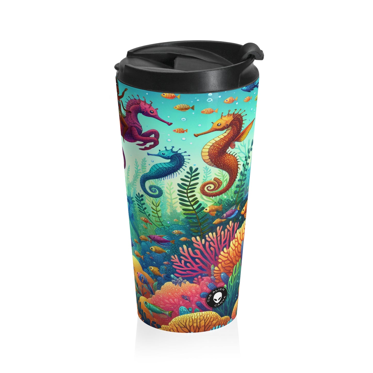 Enchanted Aquatic Realm: Mermaids and Seahorses - The Alien Stainless Steel Travel Mug