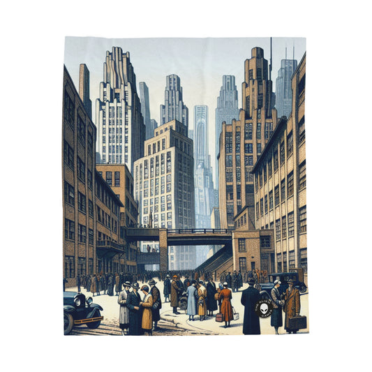 "Urban Geometry: A Modern Cityscape in New Objectivity" - The Alien Velveteen Plush Blanket New Objectivity