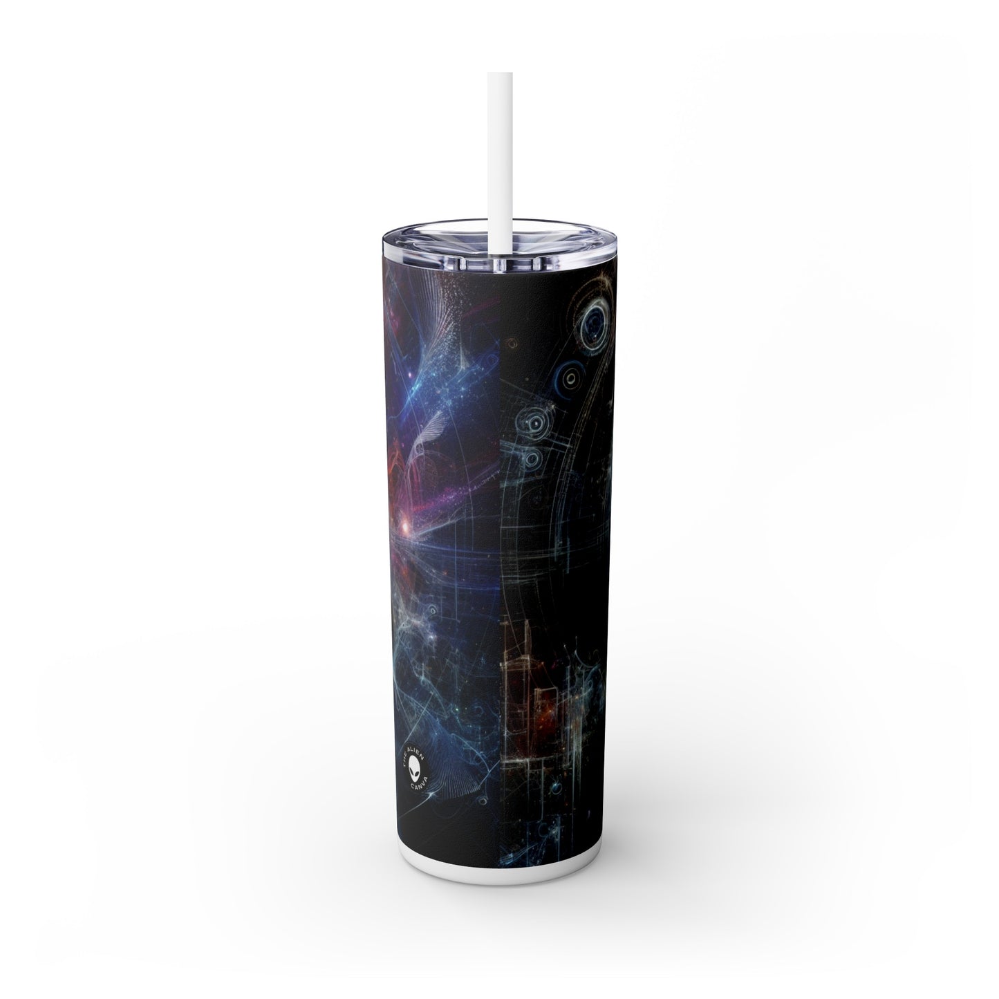 "Nature's Neon Metropolis: A Surreal Fusion of Technology and Greenery" - The Alien Maars® Skinny Tumbler with Straw 20oz Digital Art