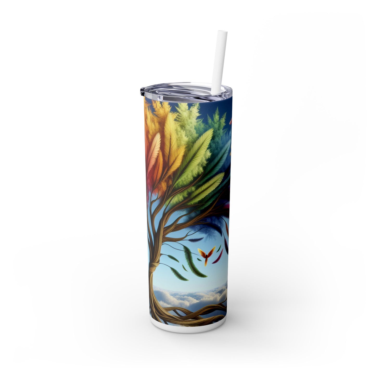 "Flora y fauna fantásticas: un mundo de cambios extravagantes" - Vaso delgado con pajita de 20 oz de Alien Maars®