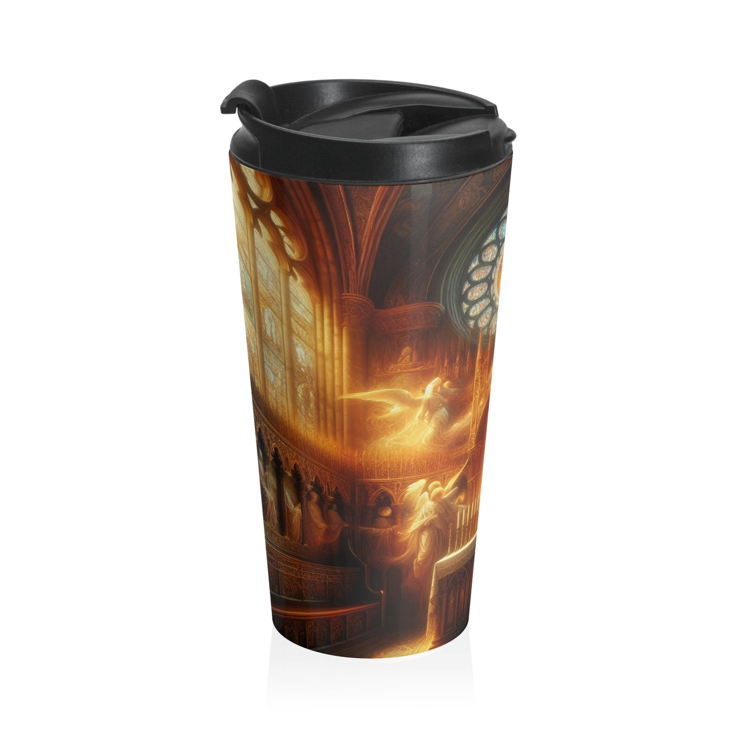 "Armonía de la fe: Unidad divina" - Taza de viaje de acero inoxidable The Alien Arte religioso