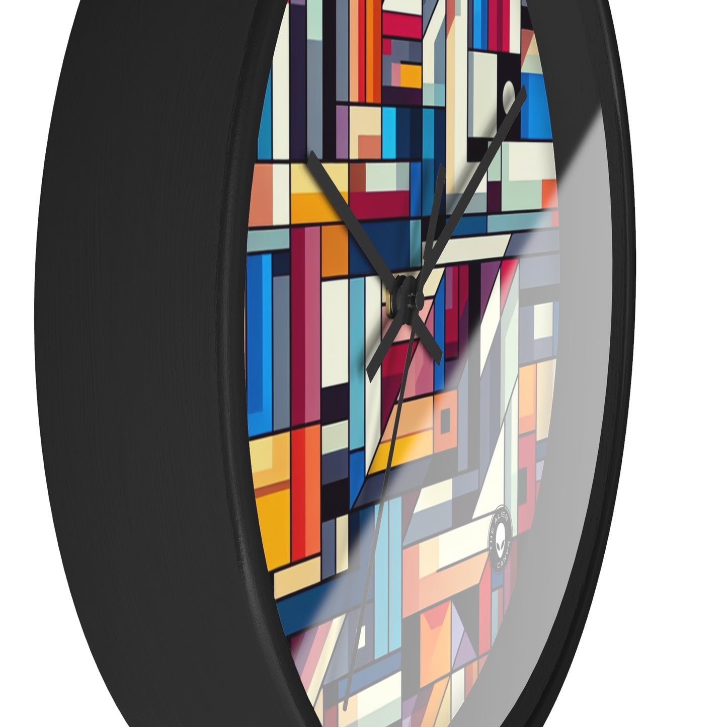 "Futuristic Cityscape: A Geometric Perception" - The Alien Wall Clock Hard-edge Painting