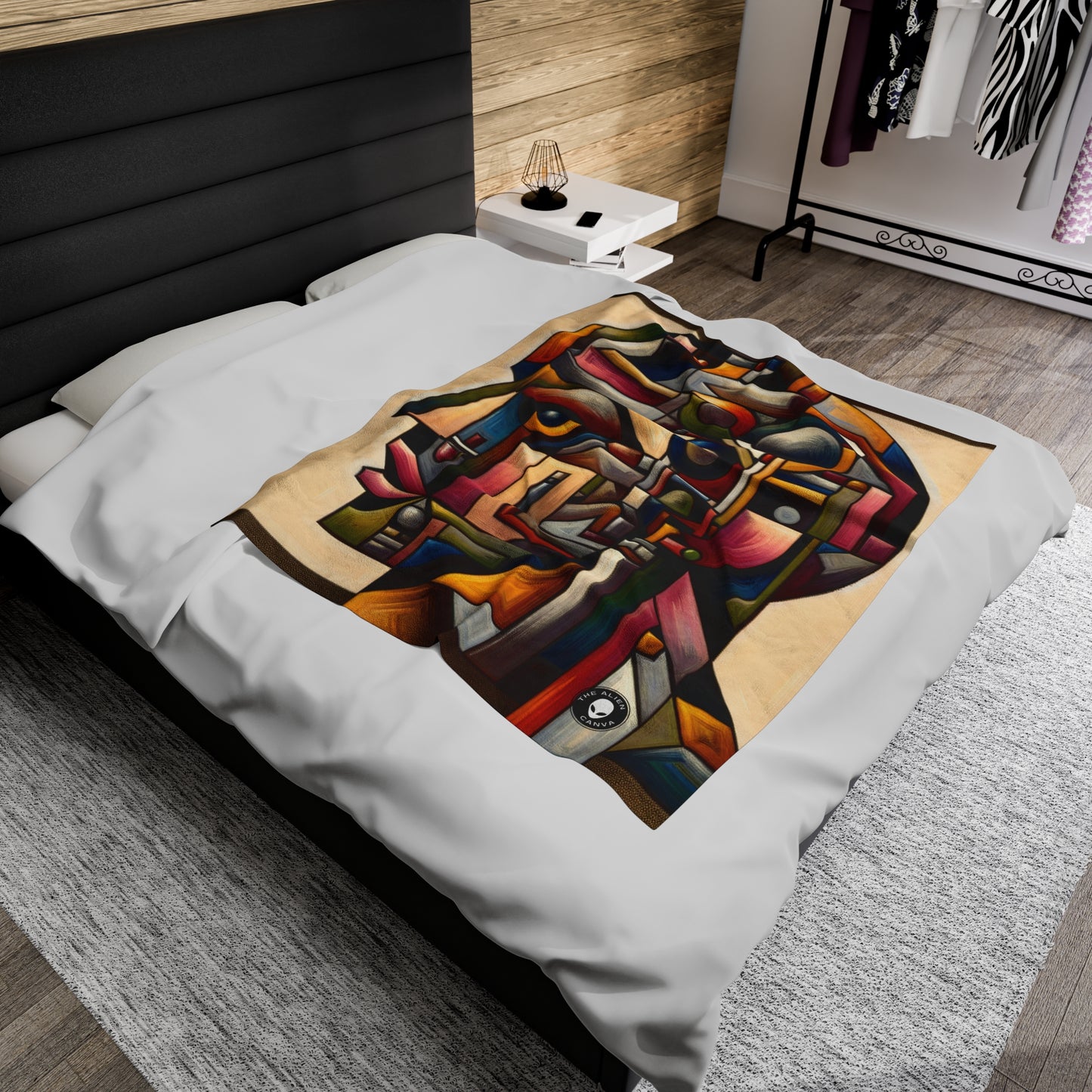 "My Cubist Reflection" - The Alien Velveteen Plush Blanket Cubism