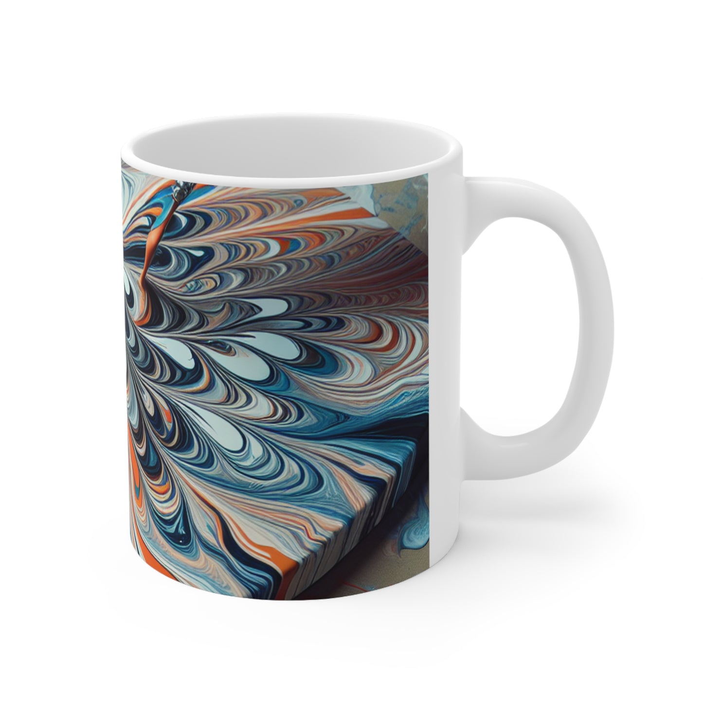 "Tilting the Canvas: Acrylic Pouring Exploration" - The Alien Ceramic Mug 11oz Acrylic Pouring Style