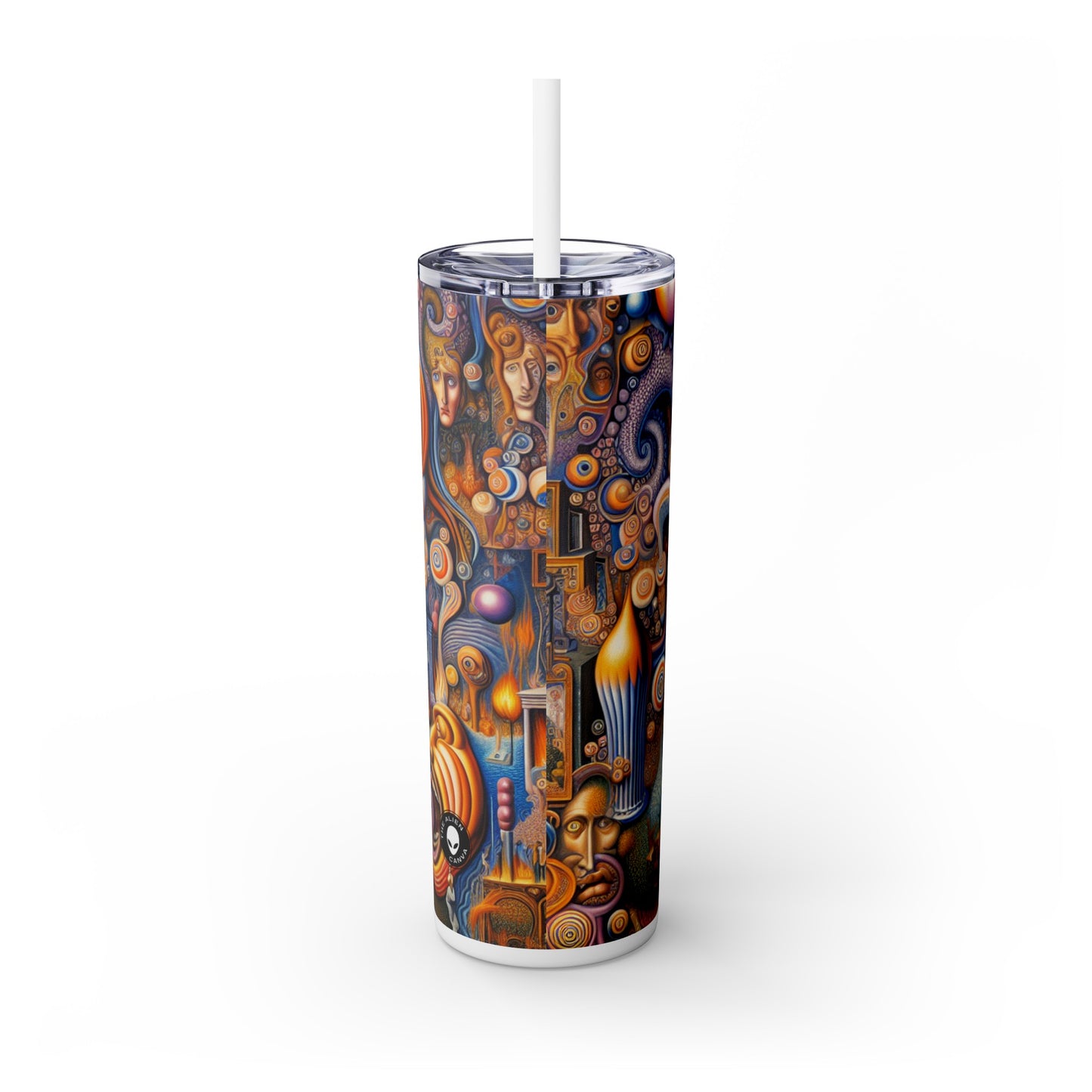 "Melted Time: A Whimsical Dance of Dreams" - The Alien Maars® Skinny Tumbler with Straw 20oz Surrealism