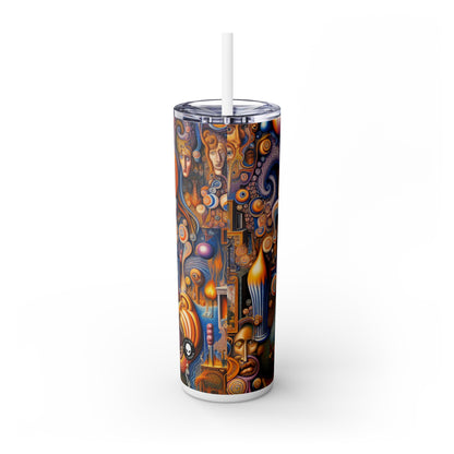 "Melted Time: A Whimsical Dance of Dreams" - The Alien Maars® Skinny Tumbler with Straw 20oz Surrealism