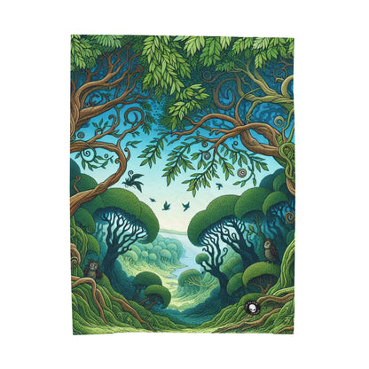 "Enchanted Woodland: Where Trees Dance and Creatures Roam" - The Alien Velveteen Plush Blanket