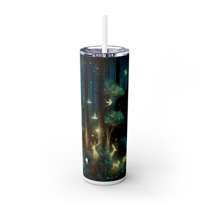 « Nuit enchantée dans les bois chuchotés » - Le verre fin Alien Maars® avec paille 20 oz