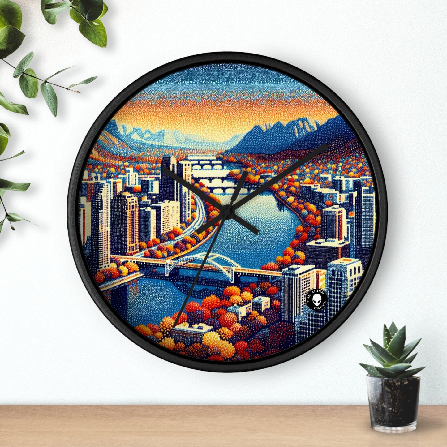 "Twilight Dotted Serenity" - The Alien Wall Clock Pointillism