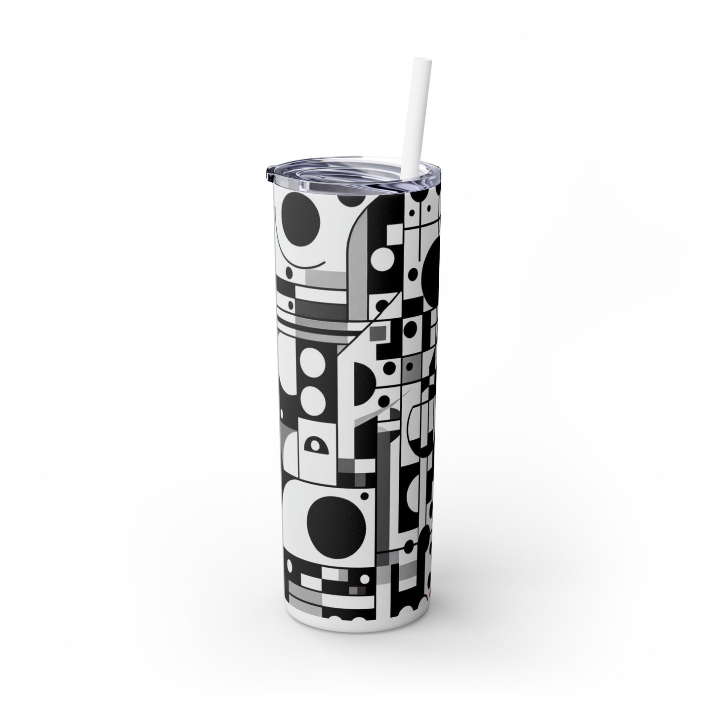 "Dynamic Suprematism: Geometric Harmony in Primary Colors" - The Alien Maars® Skinny Tumbler with Straw 20oz Suprematism