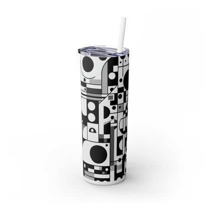 "Dynamic Suprematism: Geometric Harmony in Primary Colors" - The Alien Maars® Skinny Tumbler with Straw 20oz Suprematism