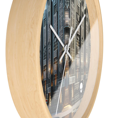 "Illuminating Elegance: An Art Deco City Street" - The Alien Wall Clock Art Deco Style