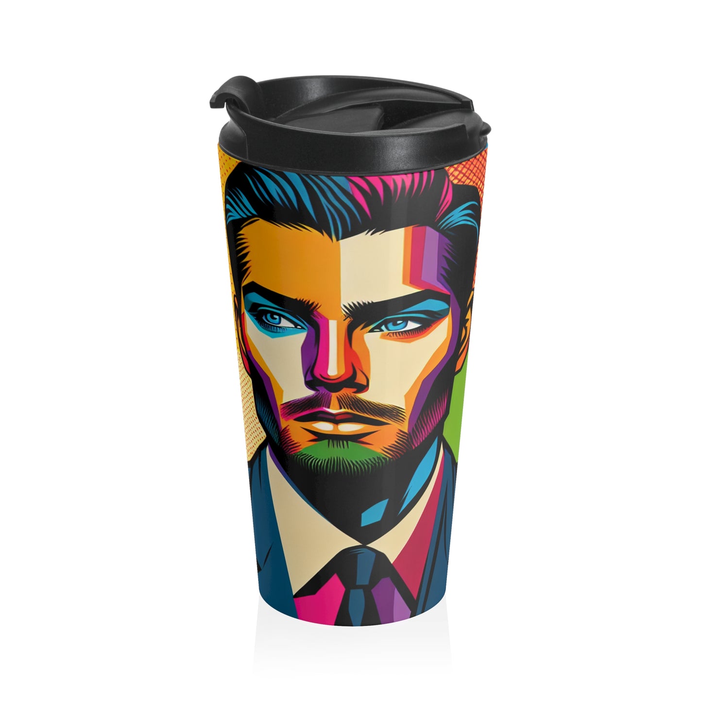 "Celebrity Pop Art Portrait" - Taza de viaje de acero inoxidable The Alien estilo Pop Art