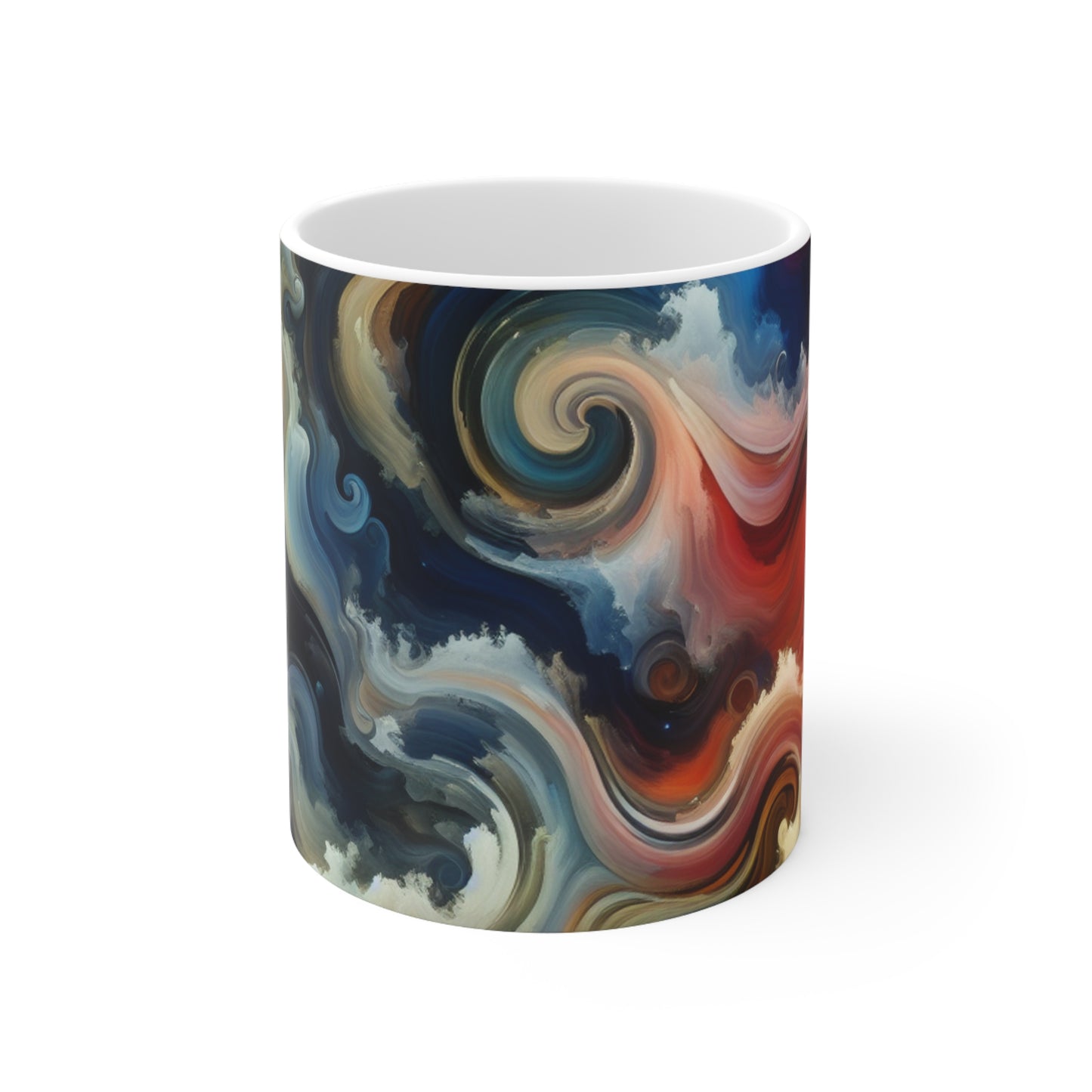 "Equilibrio caótico: un universo de color" - Taza de cerámica The Alien de 11 oz estilo arte abstracto