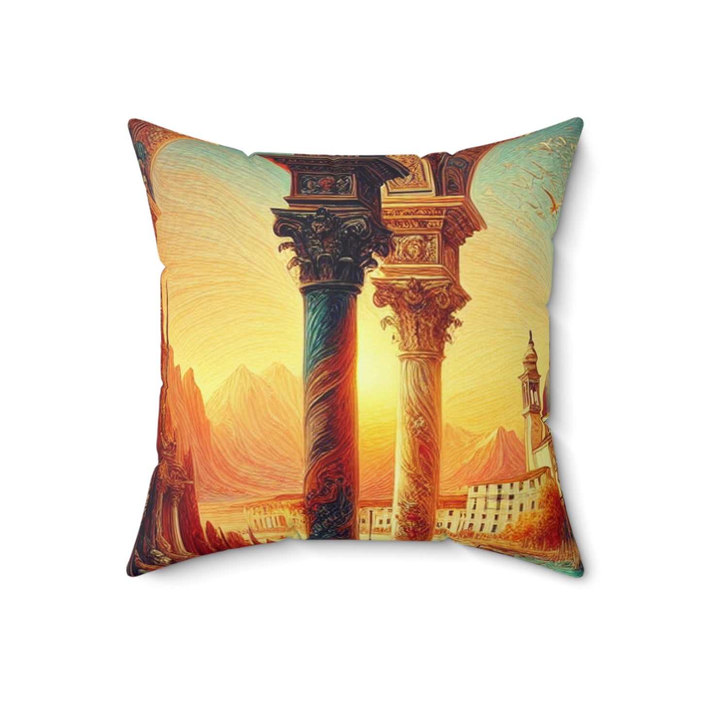 Venetian Dreams: A Fantastical Twist on the Famous Canals- The Alien Spun Polyester Square Pillow Venetian School