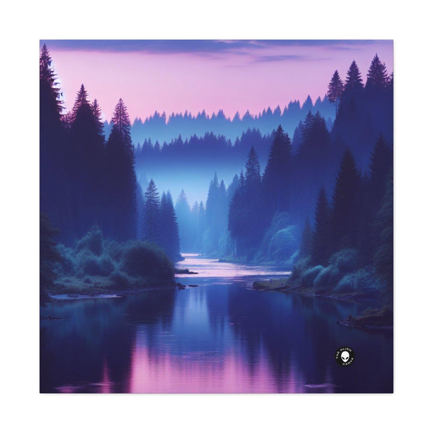 "Twilight Tranquility : Réflexions sur la rivière forestière" - The Alien Canva