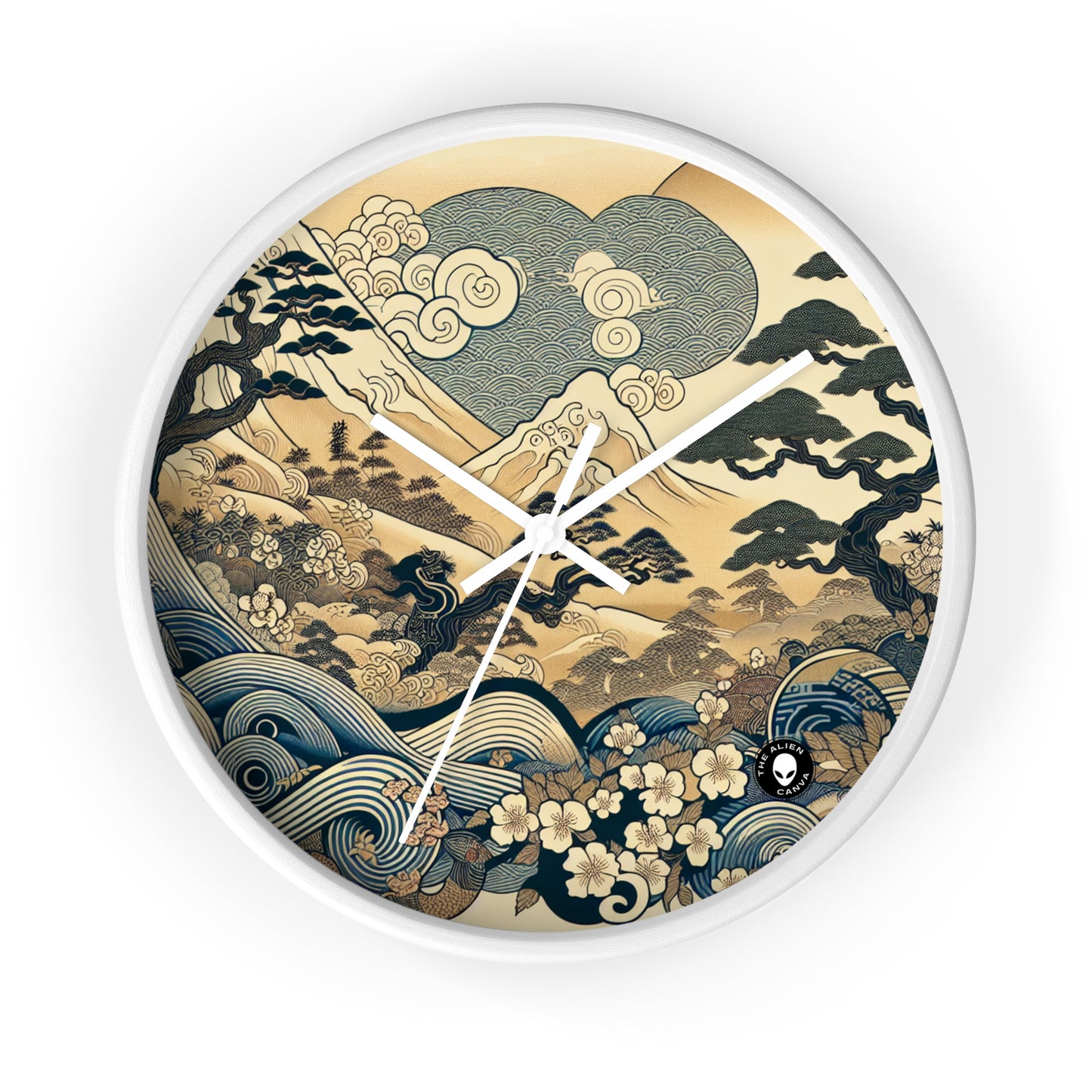 "Los sueños festivos de Edo" - El reloj de pared alienígena Ukiyo-e (impresión en madera japonesa)