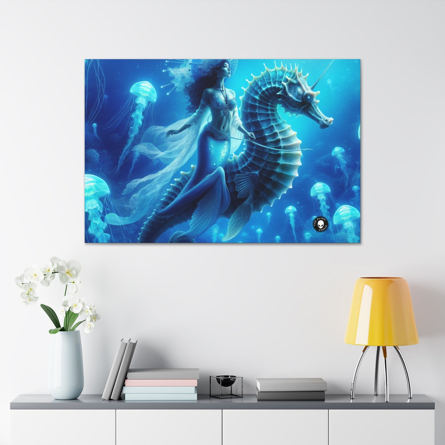 "Magia de sirena: viaje con el caballito de mar gigante" - The Alien Canva