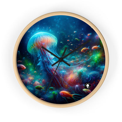 "Glowing Jellyfish in the Enchanted Underwater World" - The Alien Wall Clock