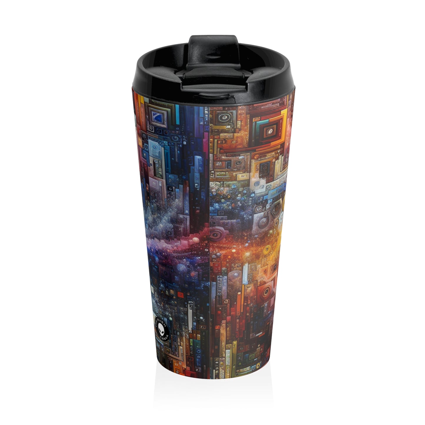 "Futuristic City Nights: A Dazzling Metropolis of Innovation and Imagination" - The Alien Stainless Steel Travel Mug Digital Art