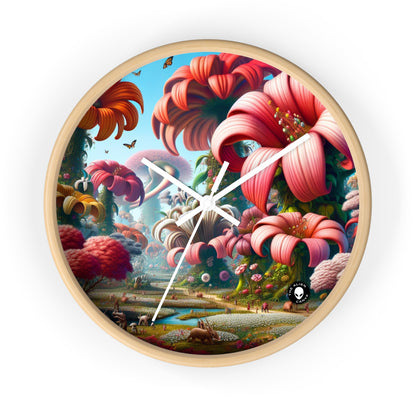 "Fanciful Garden: Big Blooms and Little Creatures" - The Alien Wall Clock