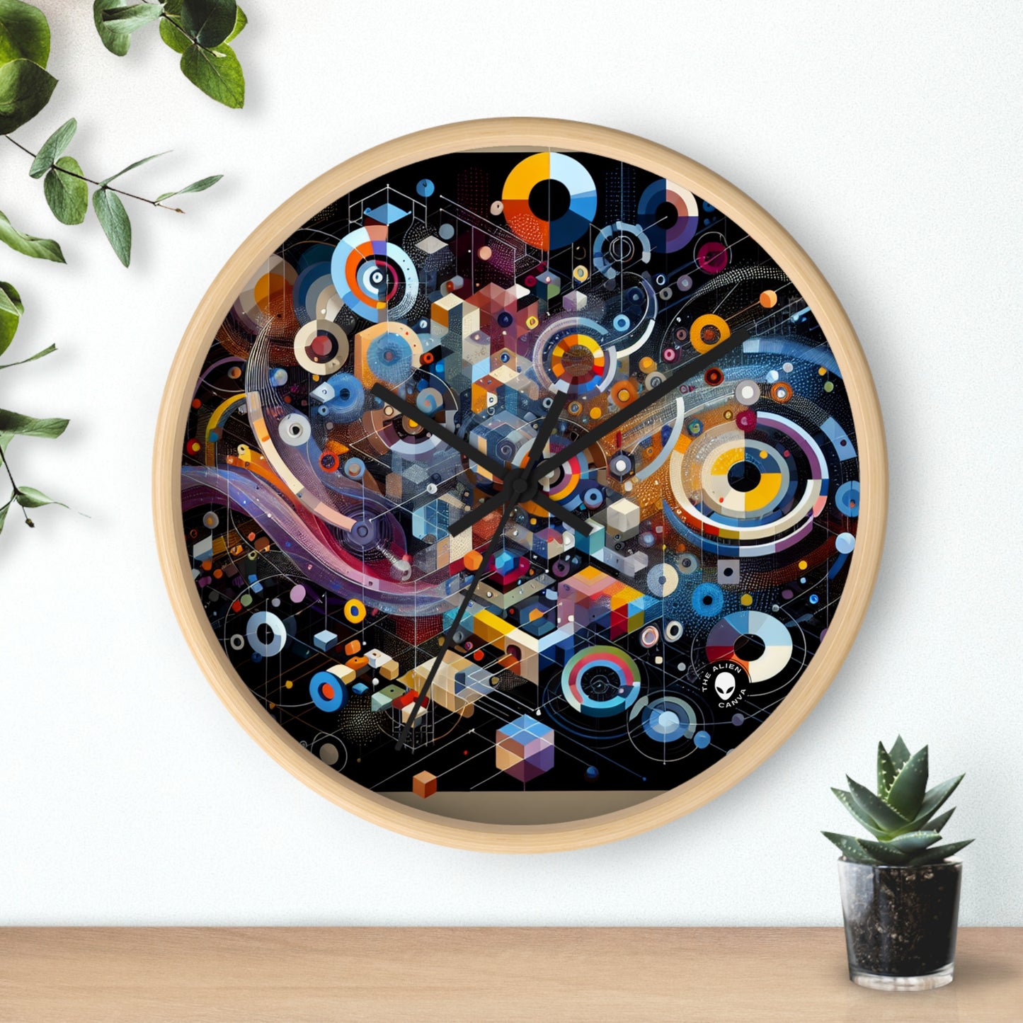 "A Geometric Moment In Time" - The Alien Wall Clock Digital Art