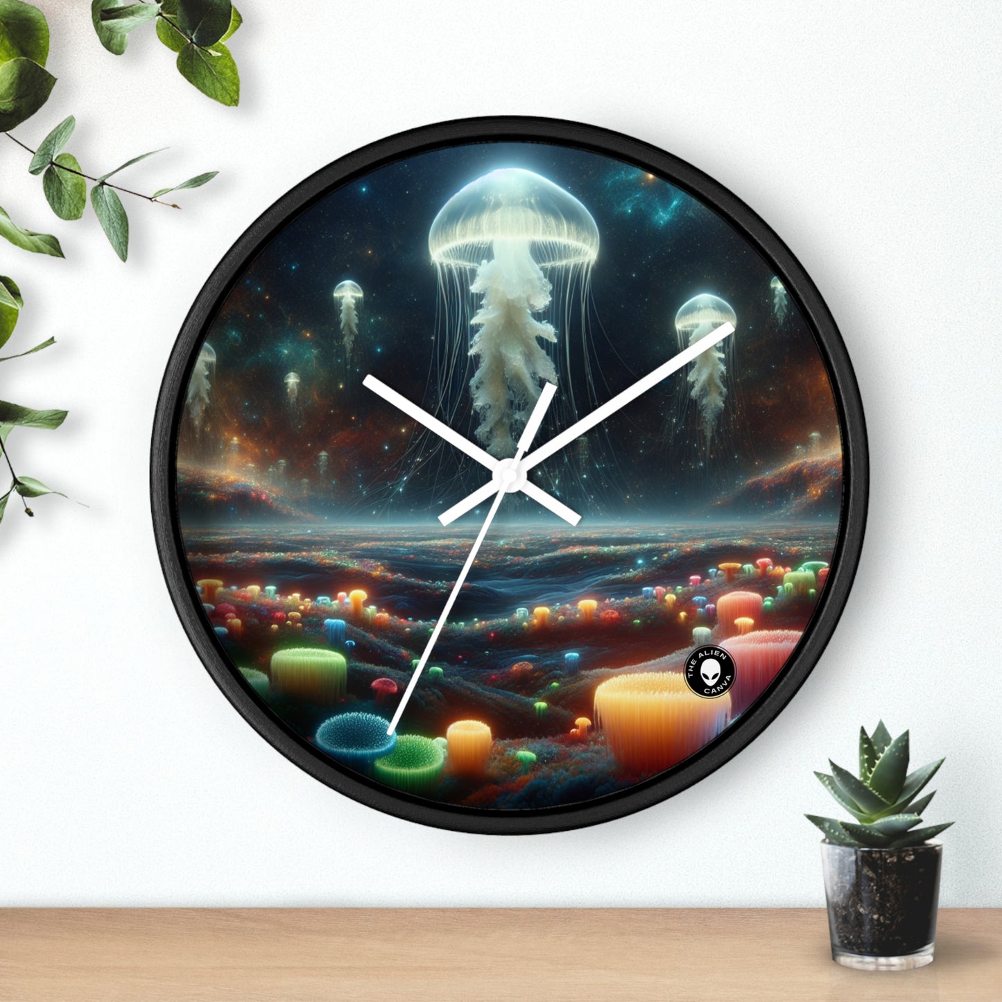 Paysage de rêve des méduses - L'horloge murale extraterrestre